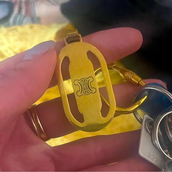 CELINE 24-Karat Gold-Plated Triomphe Keychain or Bag Charm, GUC - Picture 3 of 12